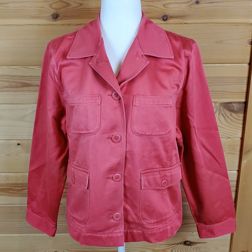 L.L.Bean Coral‎ Pink Jacket Size Large Petite